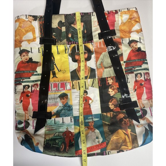 Vintage Elle Magazine Retro Cover Girl Fabric Tote Bag Purse - Picture 2 of 5